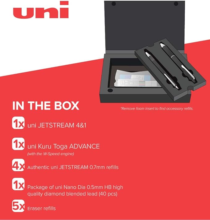 Jetstream 4&1 Pen (Red, Green, Blue & Black 0.7 mm ink) + Kuru Toga Advanced Mechanical Pencil with Exclusive Gift Box
