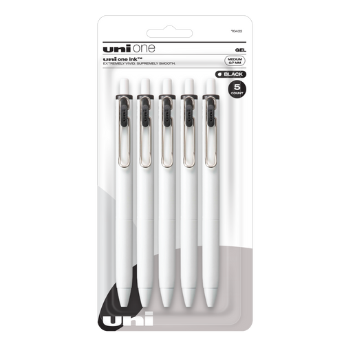 uniball™ one Retractable Gel Pens, Micro Point (0.5mm), Black Ink, 5 Pack