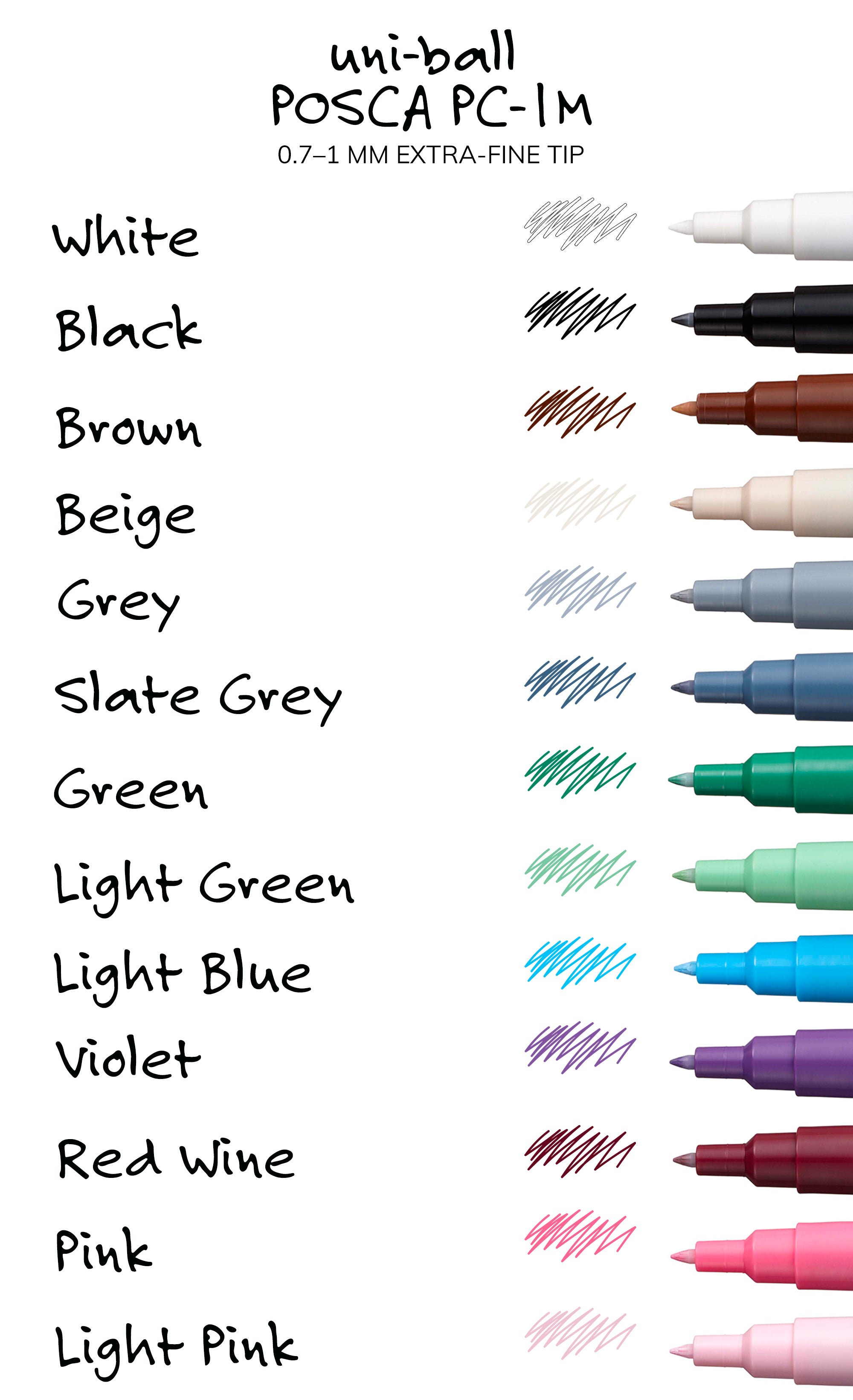 Uni Posca Paint Marker Pen, 0.7mm Extra Fine Point 12 Colors Set