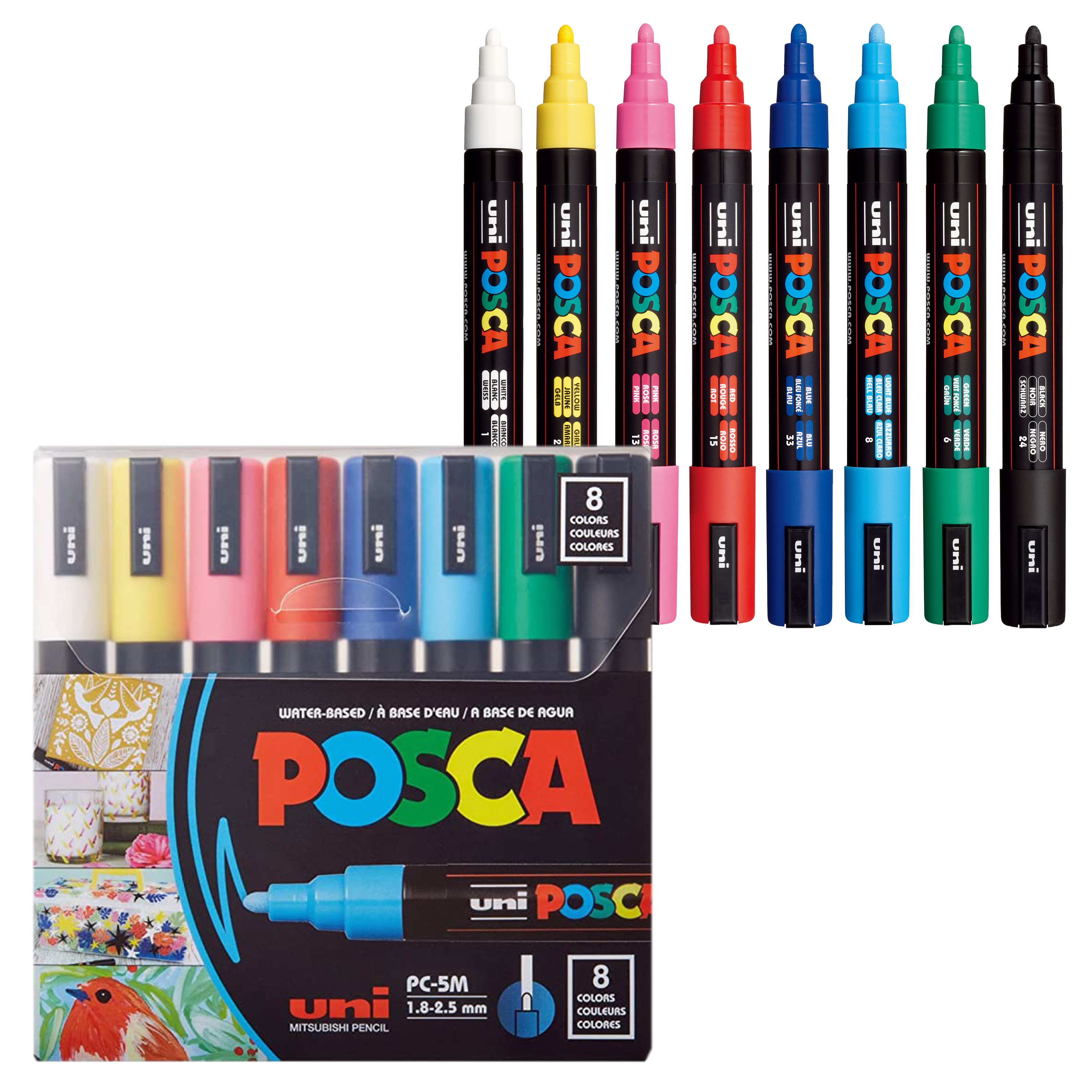 uni® POSCA® PC-5M, Water-Based Paint Markers (8 Pack)