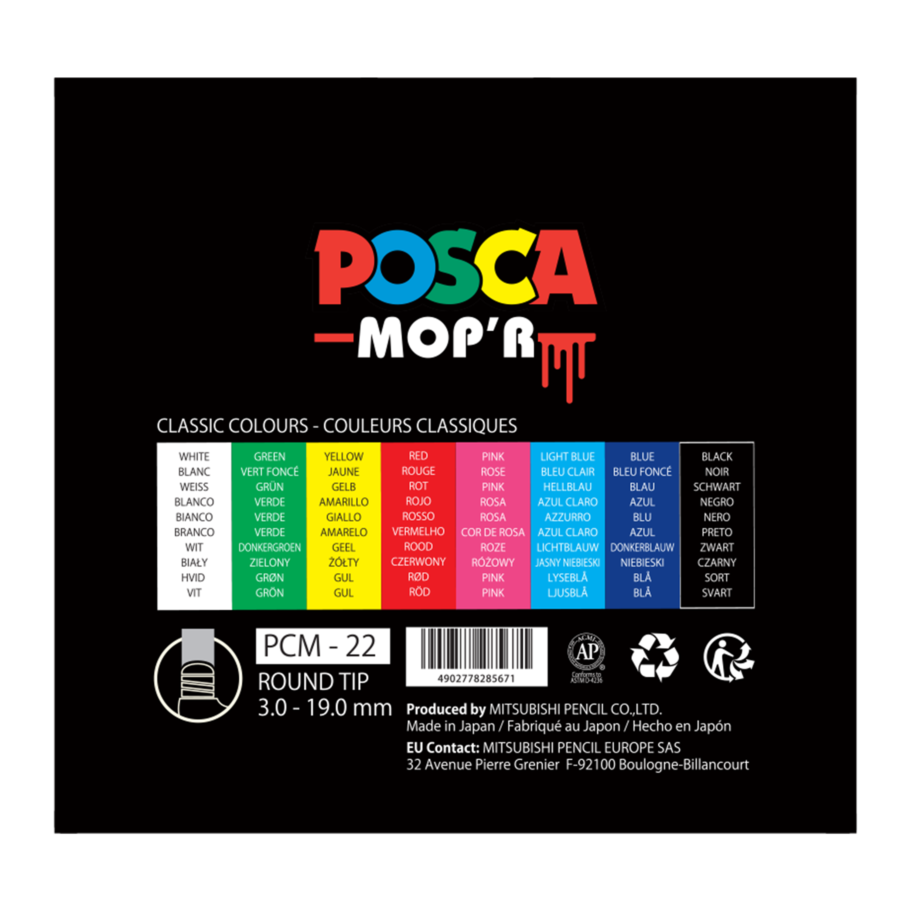 Uni Posca Mopr Round Tip Assorted Set of 8