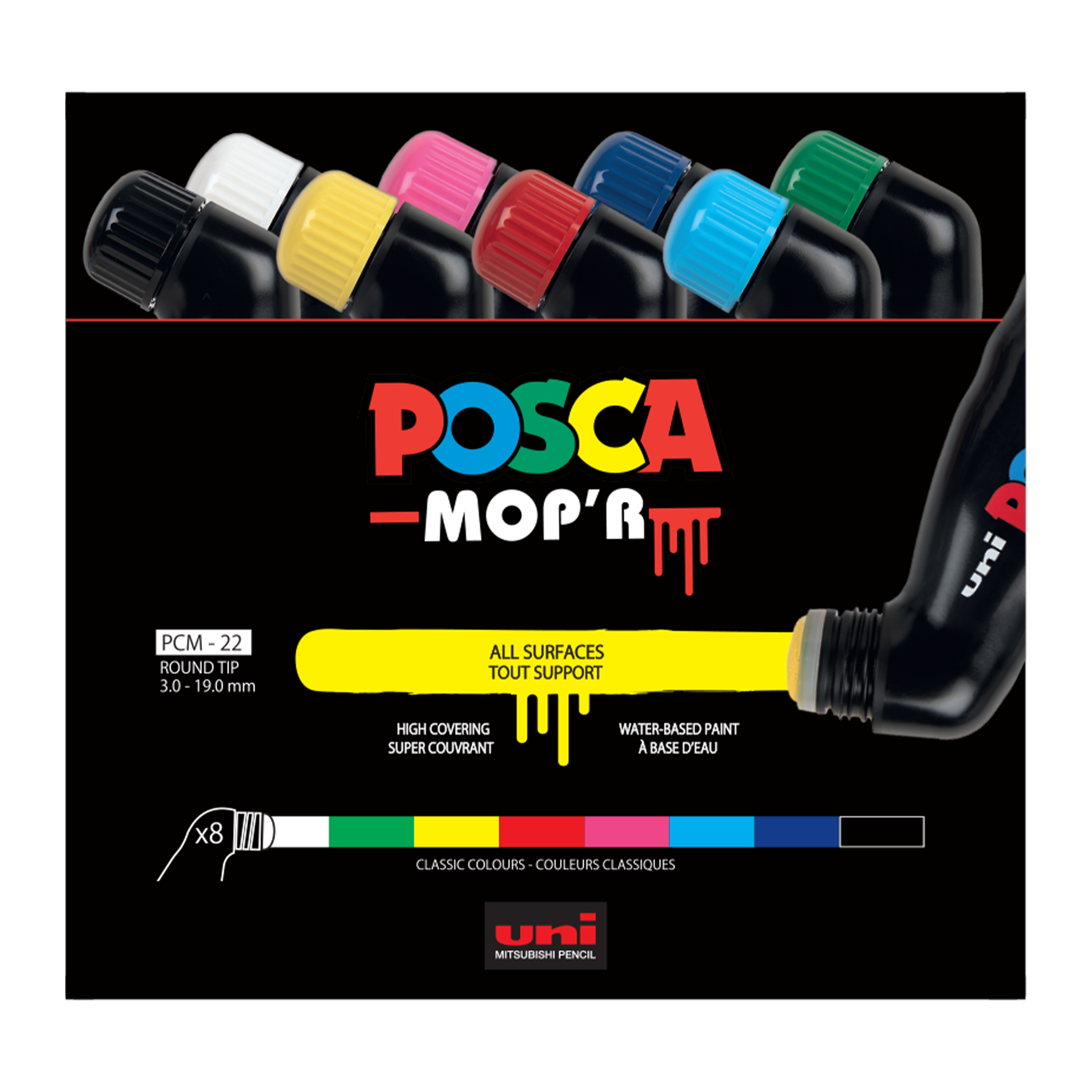 uni® POSCA® MOP'R PCM-22 Water-Based Paint Markers (8 Pack)