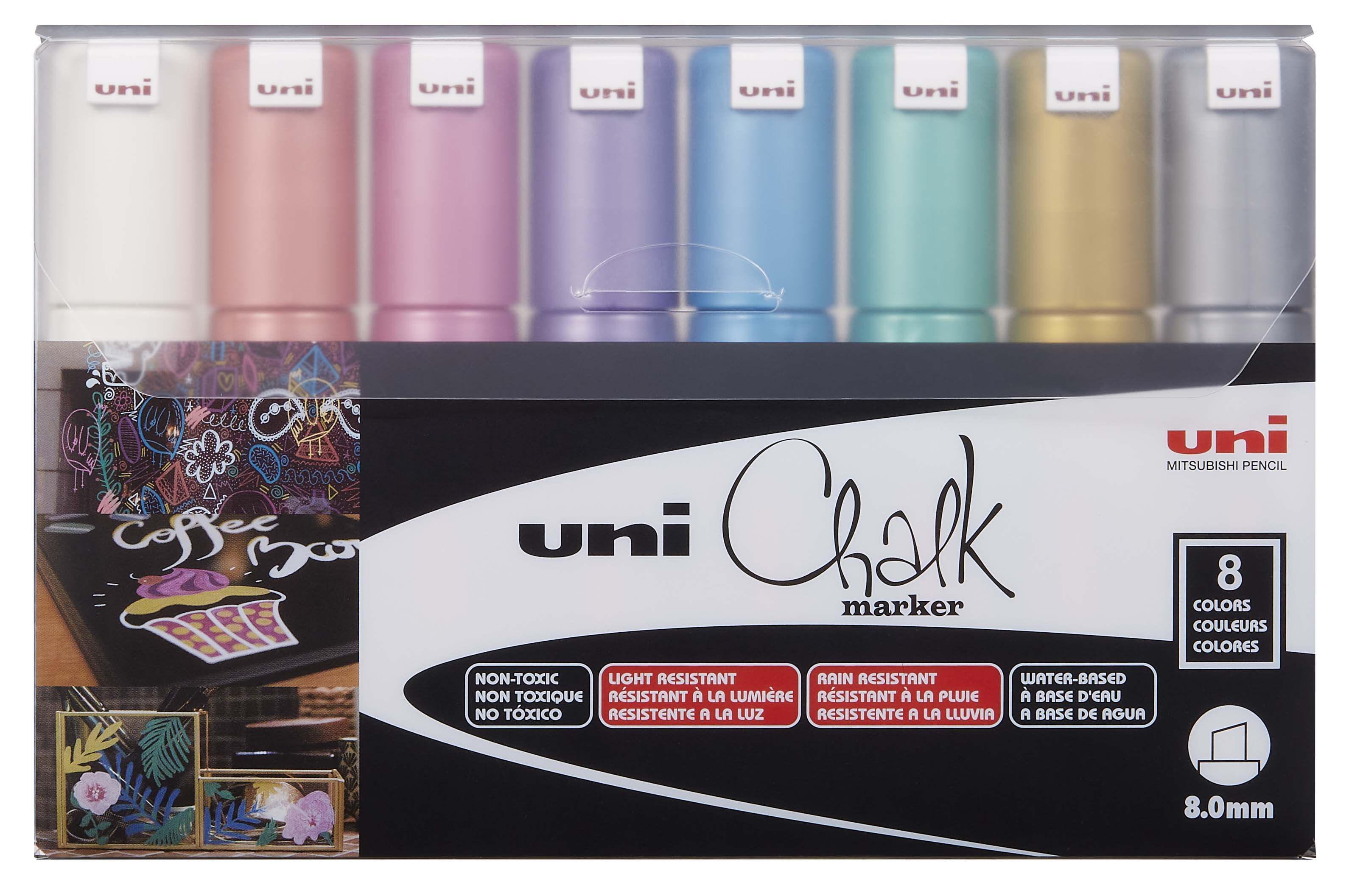  Uni-ball - PWE-17K - Uni Chalk Marker - Broad Chisel Tip -  Black : Arts, Crafts & Sewing