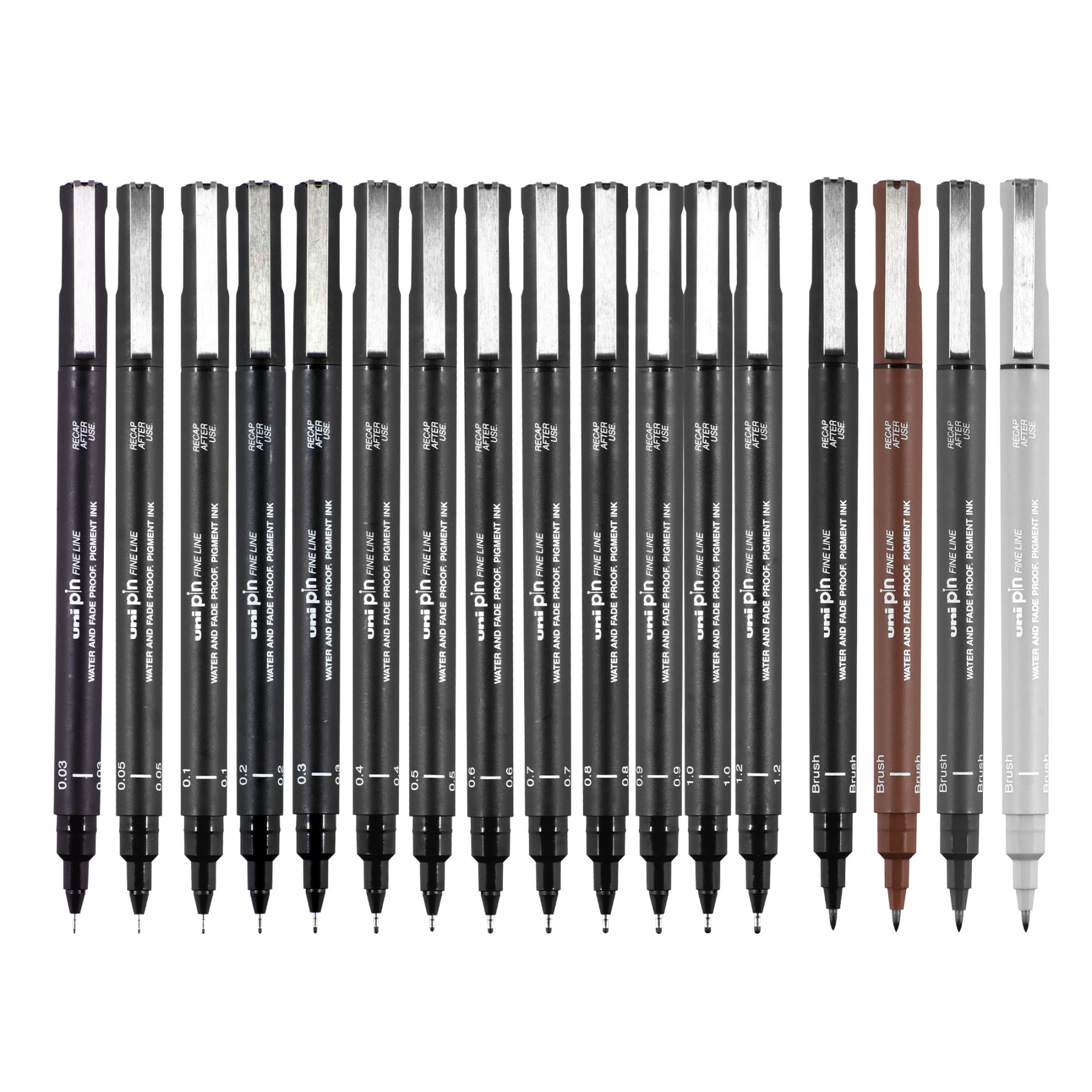3 Pens set) Uni-Ball PIN 01 Fine Line Pigment Ink Drawing Pen, DARK GRAY