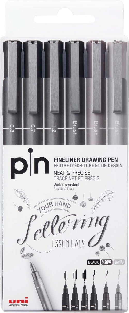 uni® Pin, Fine Line Drawing Pens (6 Pack)