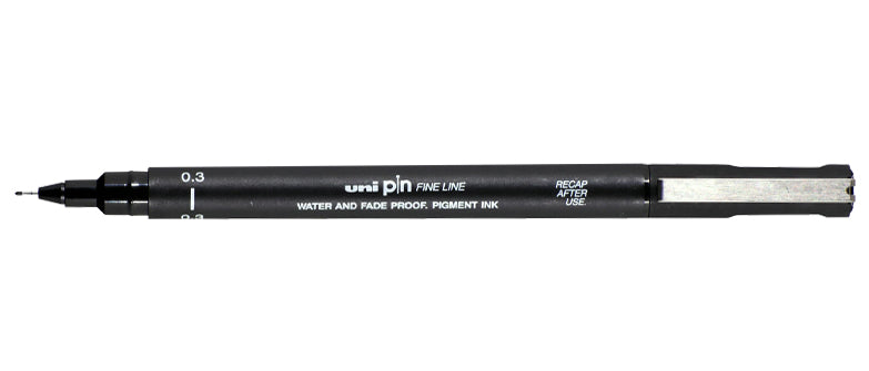 Fineliner Uni Pin 3 Pack (0.1, 0.3, 0.5) - Black